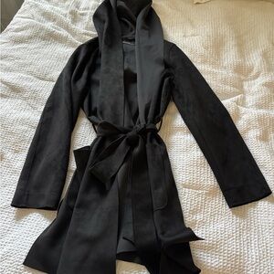 Suede Zara Hooded Long Belted Coat